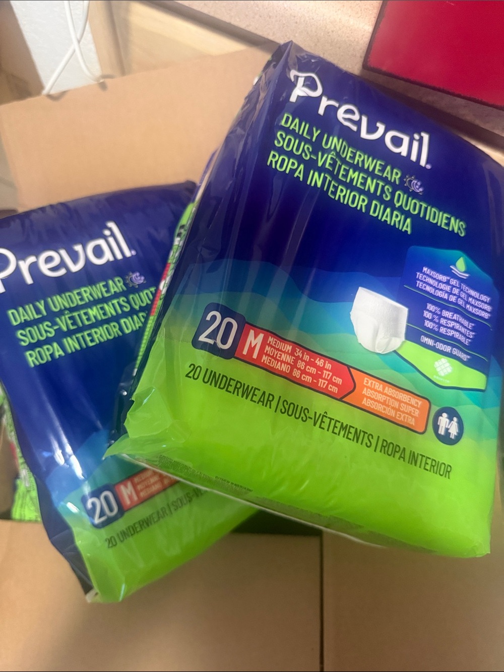 Prevail Daily Underwear unisex Medium, Green/Blue 2x Pack of 20 total 40